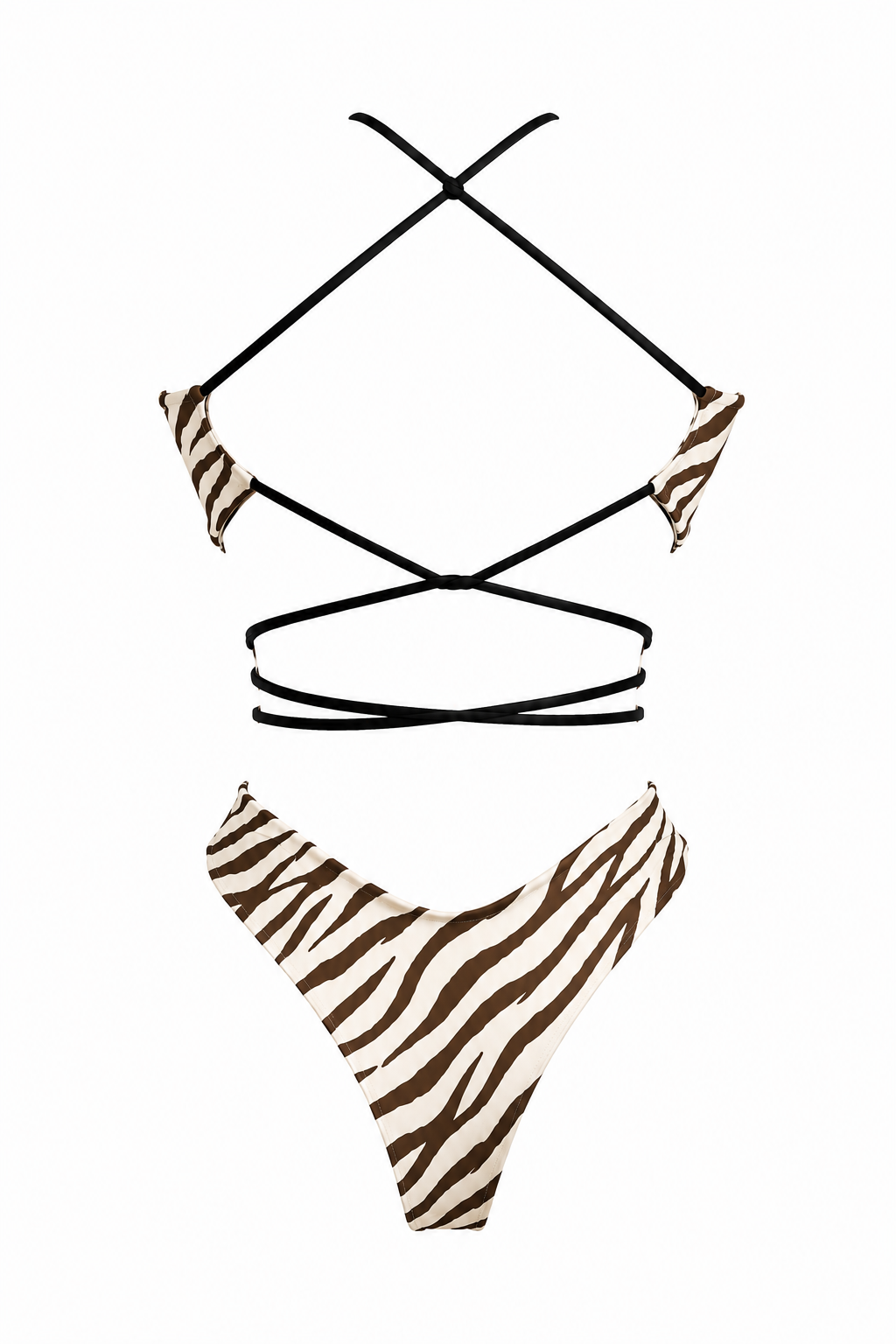 SERENGETI - BROWN ZEBRA MONOKINI ONE-PIECE SWIMSUIT