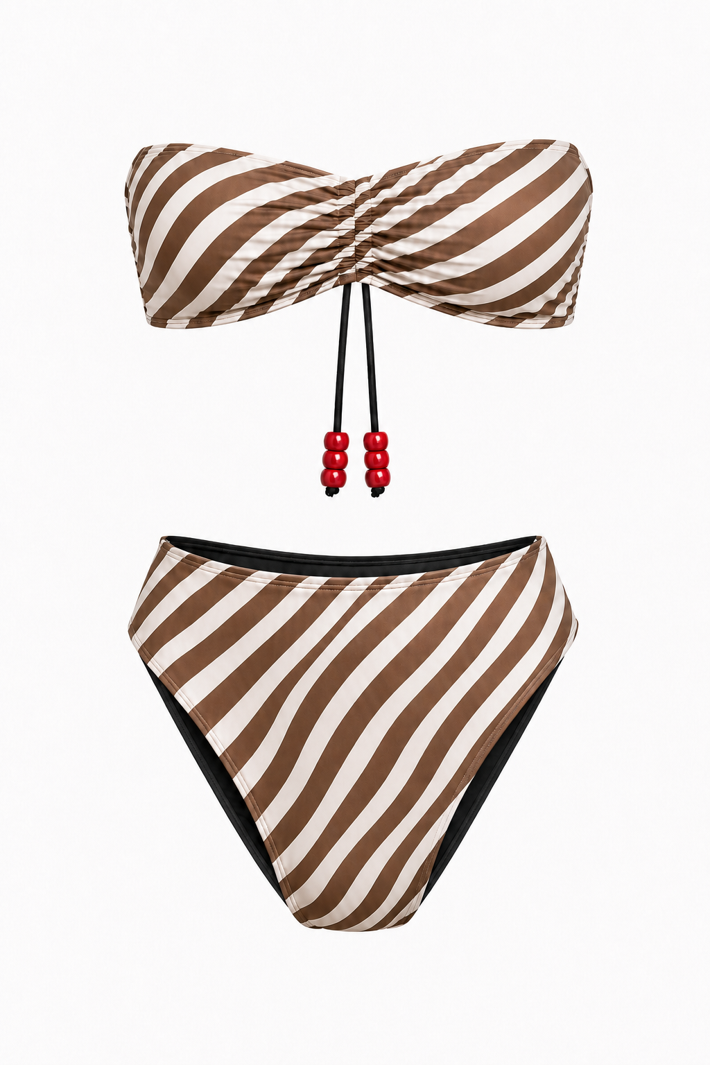 SERENGETI - BROWN ZEBRA HIGH-WAIST BIKINI