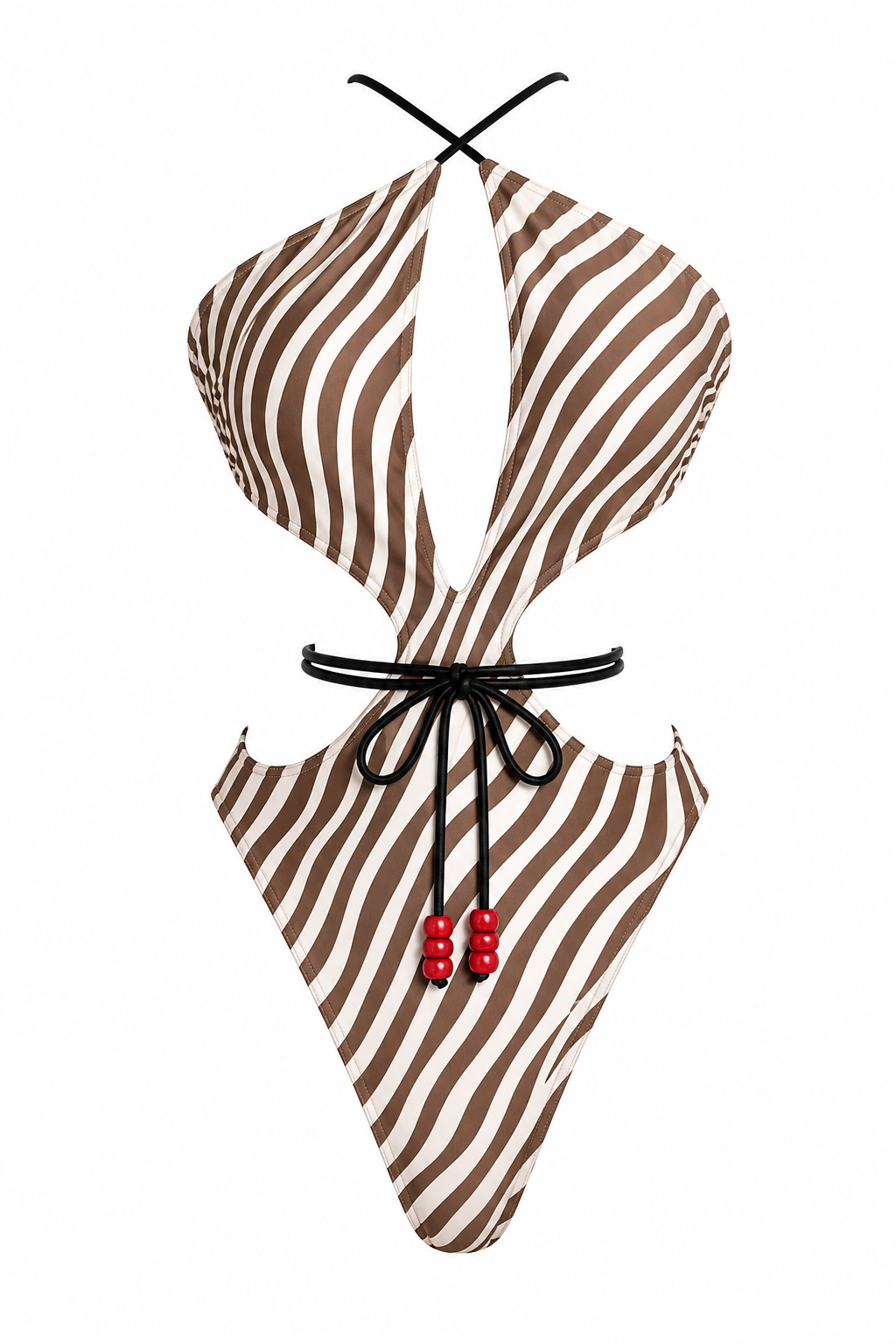 SERENGETI - BROWN ZEBRA ONE-PIECE SWIMSUIT