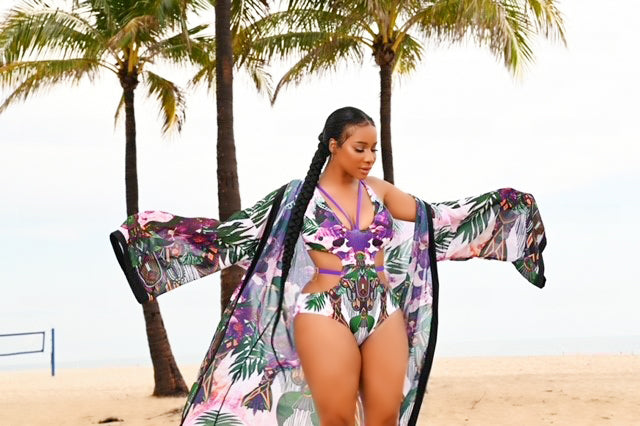 RESORT 444 Swimwear. The Ochi Kimono Coverup. Floral Swimsuit Coverup.