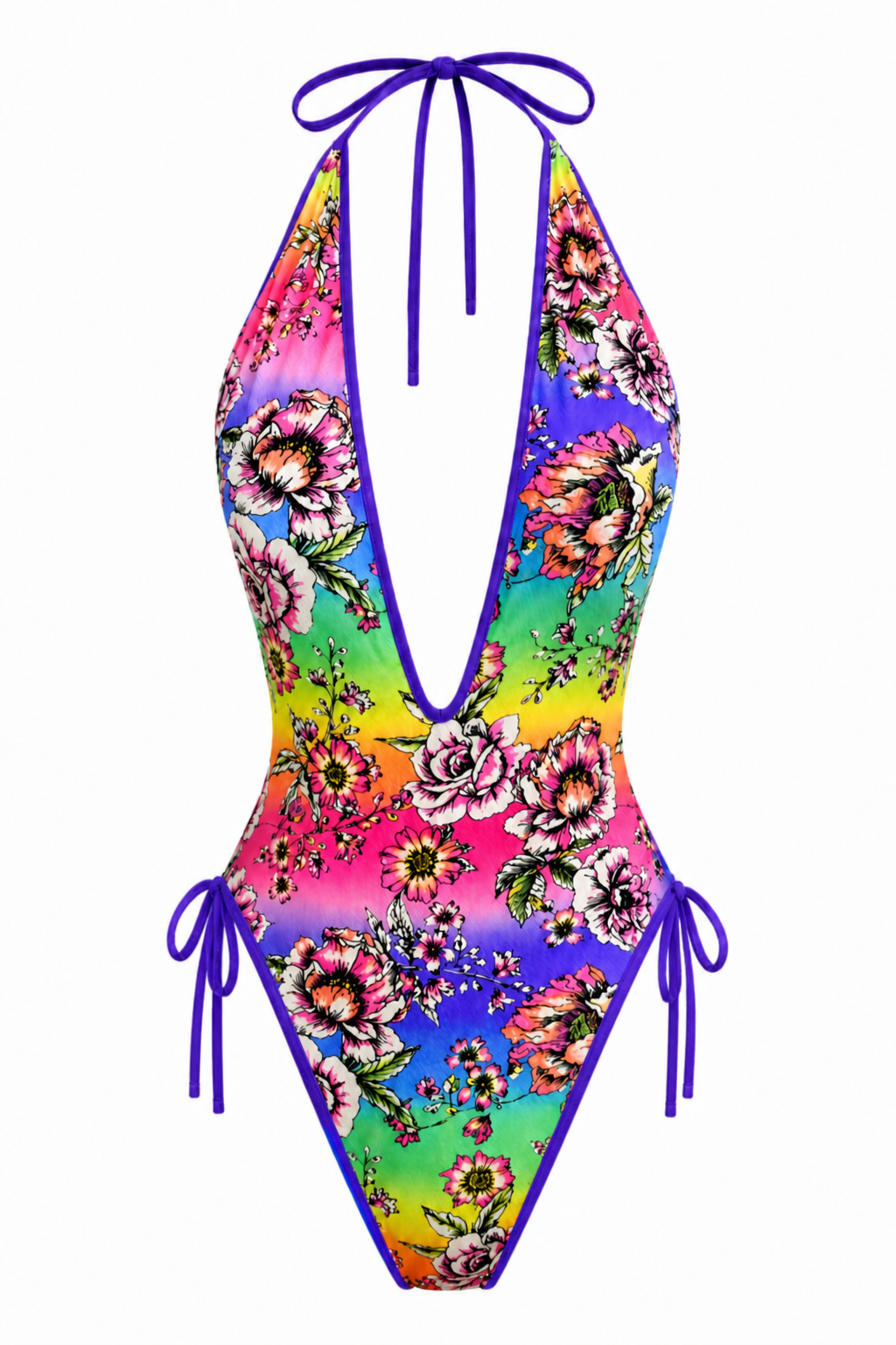 NEON BLOOM - COLORFUL FLORAL ONE-PIECE SWIMSUIT