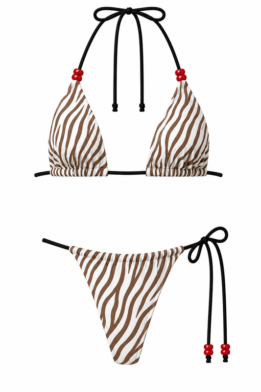 SERENGETI - BROWN ZEBRA BIKINI