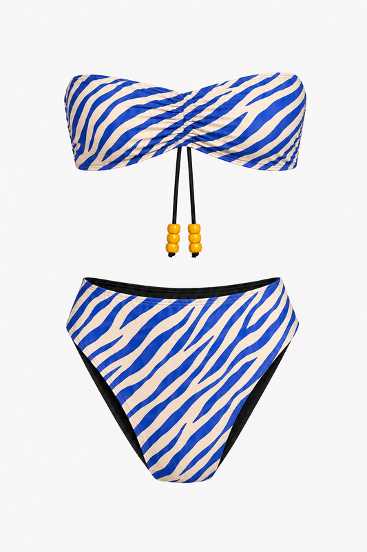 UNTAMED - BLUE ZEBRA HIGH-WAIST BIKINI