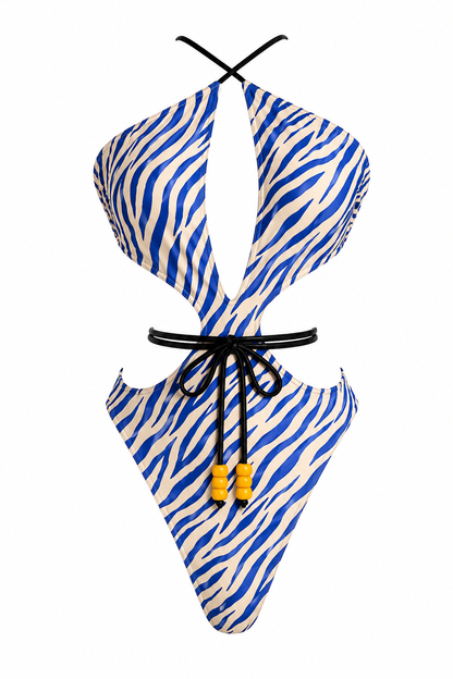 UNTAMED - BLUE ZEBRA MONIKINI ONE-PIECE SWIMSUIT