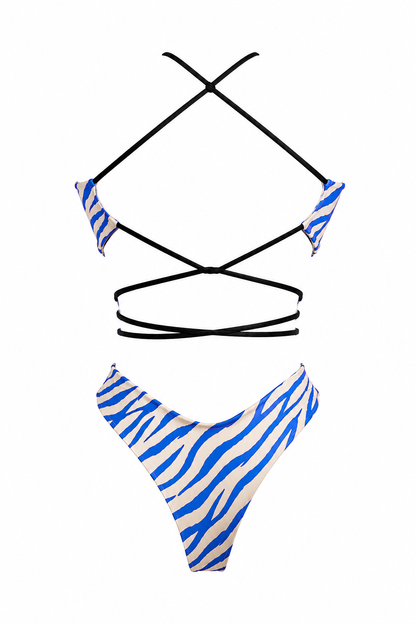 UNTAMED - BLUE ZEBRA MONIKINI ONE-PIECE SWIMSUIT