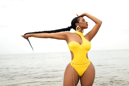 RESORT 444 Swimwear. The Kingston Swimsuit. Yellow one piece swimsuit.